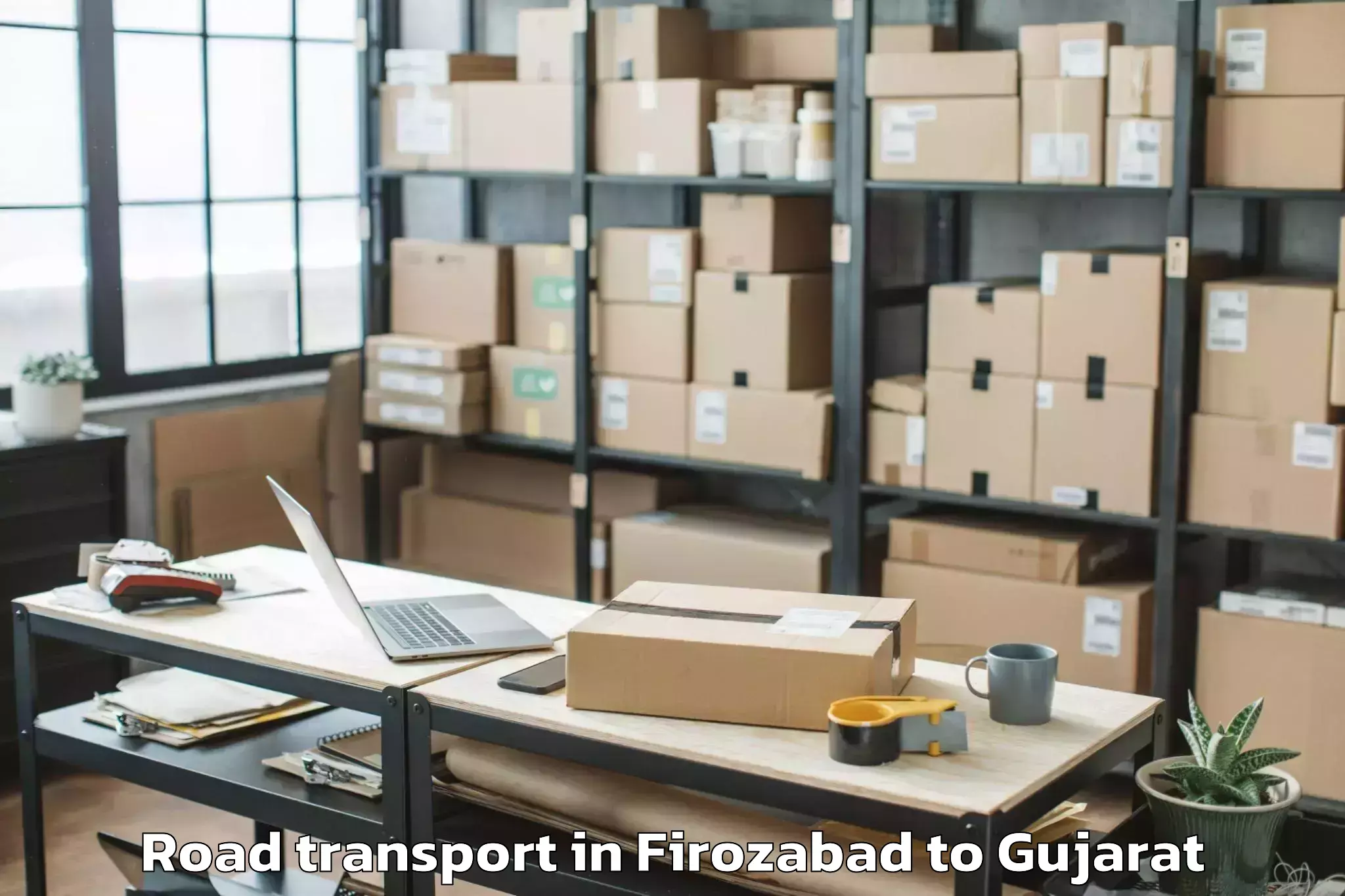 Top Firozabad to Songadh Road Transport Available